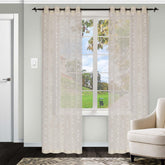 Embroidered Argyle Sheer 2-Piece Grommet Curtain Panel Set
